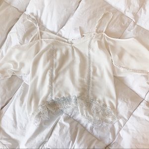 Off White shoulder cut out top